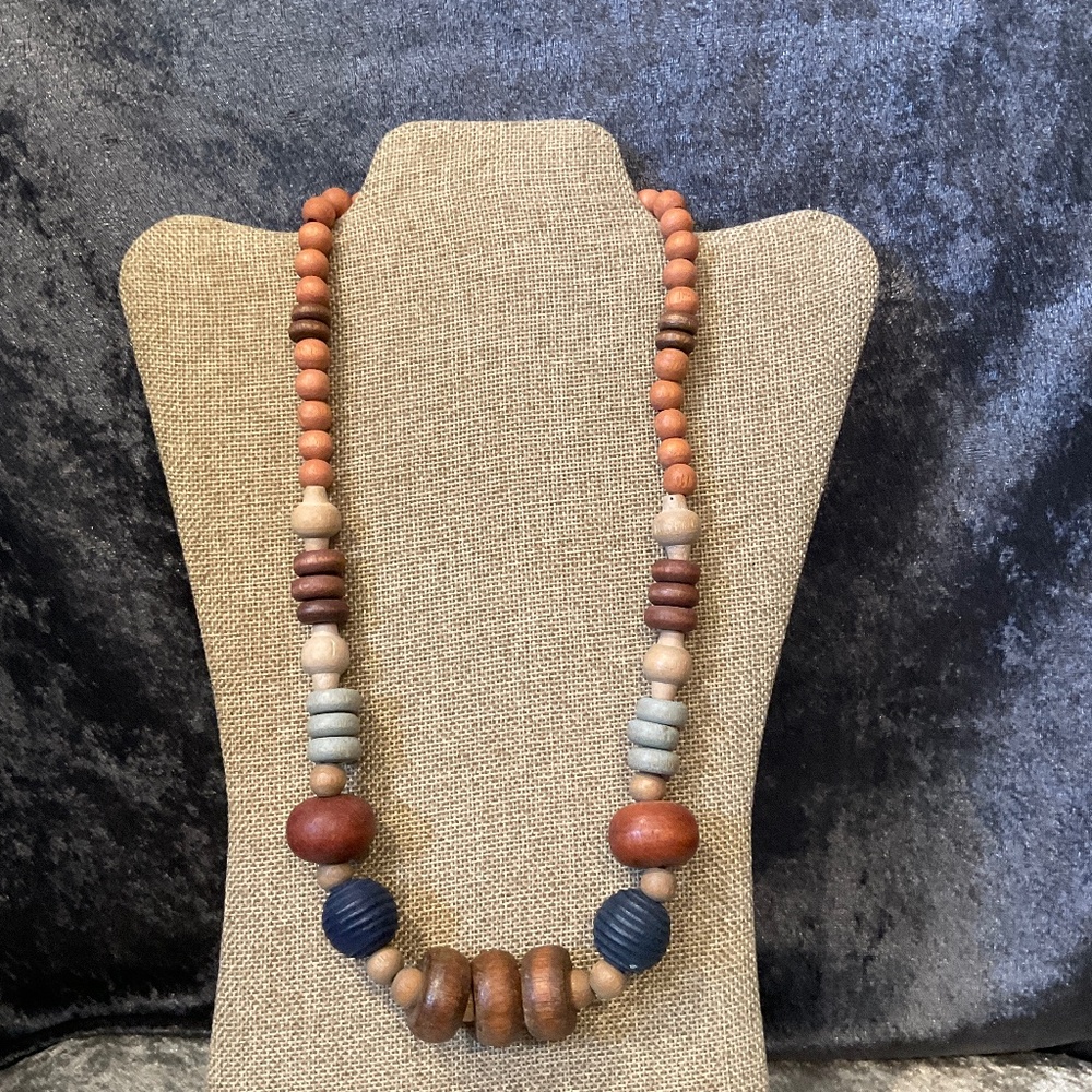 Vintage Wood Beaded Necklace